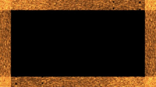 frame particles border Transparent Video. Gold frame, glittering rectangle animated on Transparent background. Seamless loop