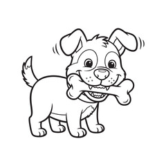 Fototapeta premium Adorable Puppy with Bone Free Printable Coloring Page