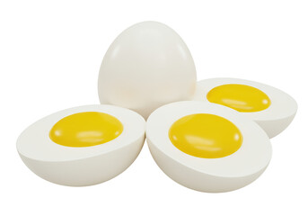 Isolated Sliced Boiled Eggs with Yellow Yolk Appetizing
