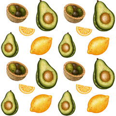 Fresh and Natural PNG– Seamless Pattern with Organic Cooking Elements on White Background