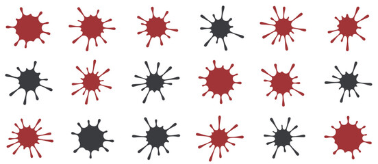 Red and Black Ink Splatter Icons Set