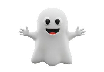 Isolated Cheerful Cartoon Ghost with Open Arms