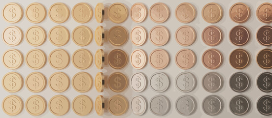Gradient Dollar Coins on a Light Background