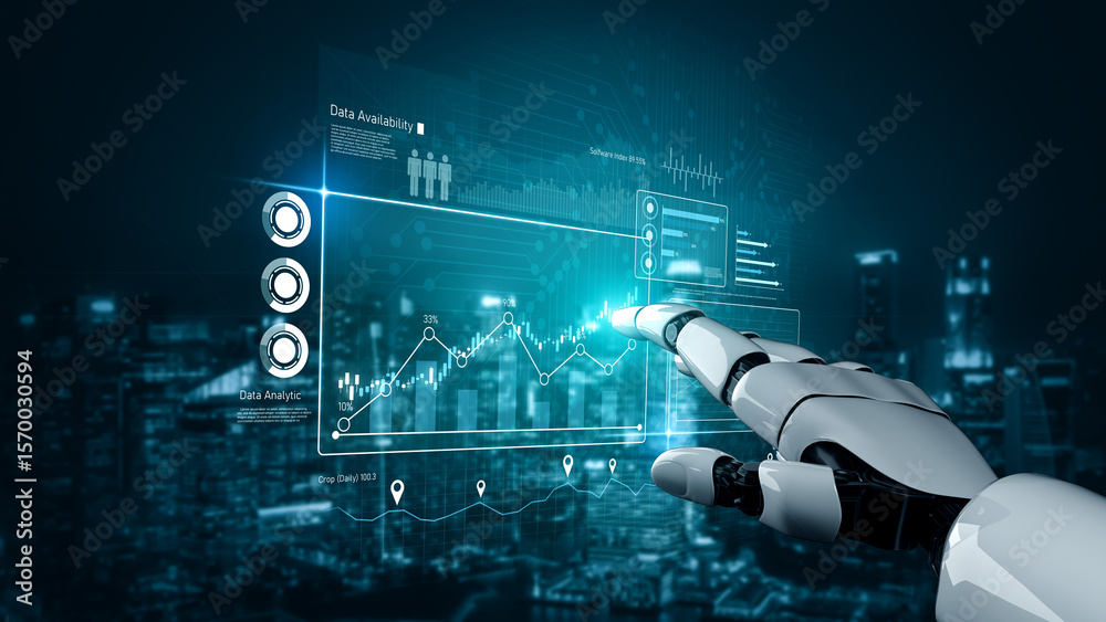 Poster ai-powered dashboard for data analytics, software performance tracking, data availability monitoring