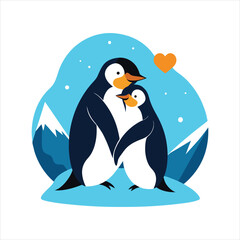  Penguin Love in Snowy Nature Art