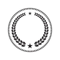 Elegant laurel wreath emblem with star accents in a circular badge frame. Perfect for awards, certificates, logos, premium labels, branding, or vintage design themes.