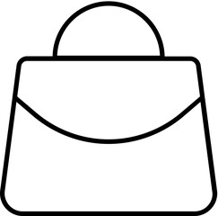 Illustration of a simple black and white handbag with a rounded handle and curved flap design image