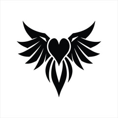  Tribal Eagle Heart Silhouette Design