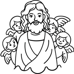 Jesus kids coloring page design