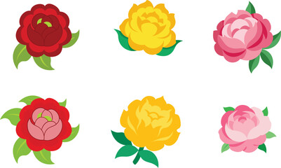 Naklejka premium Peony Flower Color Vector Illustration 