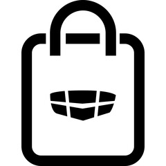 Obraz premium Illustration of a black shopping bag with a geometric logo in the center on a white background