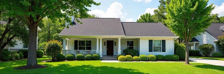 Dream Suburban Home Peaceful Neighborhood Living with Lush Lawn, Mature Trees, and Welcoming Porch - Perfect for Families