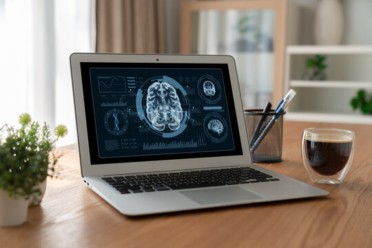 Medical science technology and futuristic healthcare virtual computer software analyze human health and diagnose disease for doctor data and medical research. brisk - Powered by Adobe