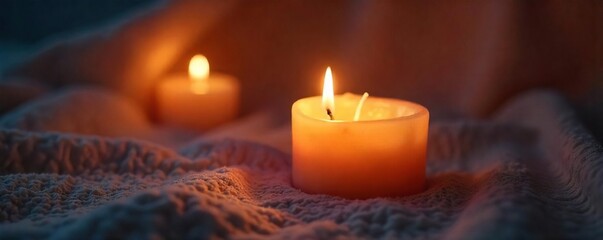 Flickering Candlelight Illuminates Soft Texture Warm, Cozy Ambiance for Blogs, Websites & Design Projects