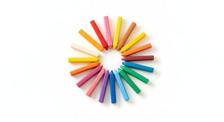 A vibrant group of isolated color pencils on a white background, perfect for drawing and art education