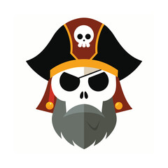 Pirate with golden earring and skull face fearsome expression Vector illustration