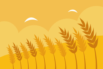 Golden Field of Wheat Moving in Gentle Wind