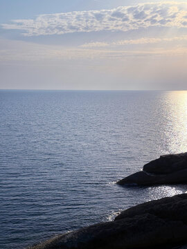 Calm sea, rocks and sky beautiful landscape. 