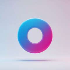 Abstract geometric torus shape with vibrant blue and pink gradient