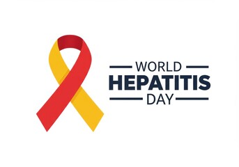World Hepatitis Day Text with Ribbon, a simple graphic design for the medical awareness campaign on July 28th