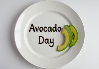 National Avocado Day Text on a Plate, a dish with an edible message for the food holiday on July 31st