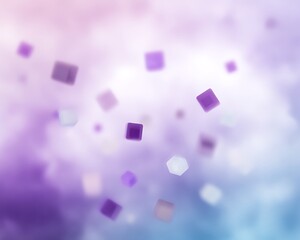 Abstract design with many small squares floating in a soft color gradient.