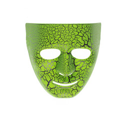 scary abstract green mask isolated on white background