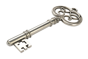 Metallic Key Icon on AI Generated PNG