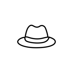 Minimalist Line Icon of a Classic Fedora Hat: Headwear, Style, and Fashion Accessory Symbol