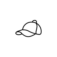 Minimalist Line Icon of a Baseball Cap: Headwear, Sportswear, and Casual Fashion Accessory Symbol