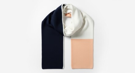 Stylish color block scarf in navy white and peach