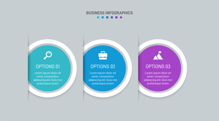 Horizontal progress bar featuring 3 arrow-shaped elements, symbolizing three six stages of business strategy and progression. Clean timeline infographic design template. Vector for presentation
