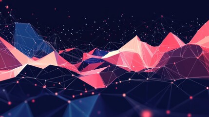 Abstract network connections with geometric shapes, data stream concept