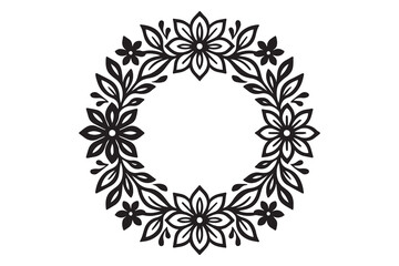 Mandala floral frame silhouette with white background