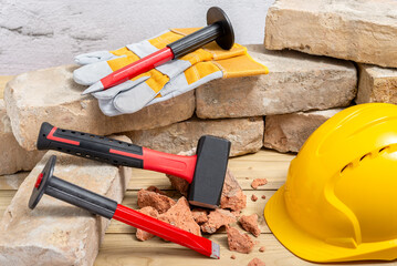 Tools for doing demolition by hand and protective equipments
