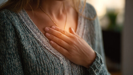 Wellness Journey Concept – Radiant Light from Chest Representing Emotional Comfort and Healing

