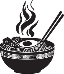 Ramen Silhouette Vector Illustration on Transparent Background