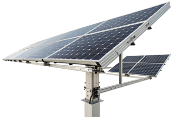 A gigapixel image depicts two solar panels aligned horizontally, mounted on a central support 