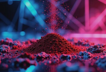 Chaga mushroom powder mixing with vibrant antioxidant visualization