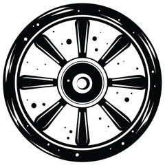 Obraz premium Nautical Wheel Control Symbol ship steering