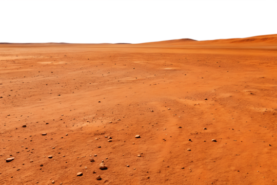 Red Desert Landscape Arid Terrain, Rocky Surface, and Expansive Horizons