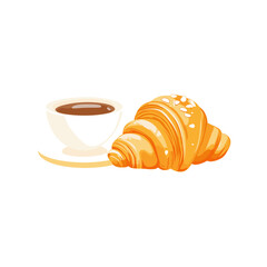 Golden croissant on a white background