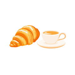 Golden croissant on a white background