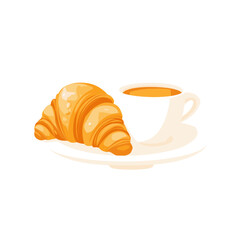 Golden croissant on a white background