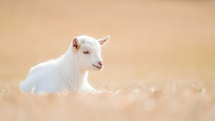 Obraz premium White baby goat portrait cute animal farm livestock kid mammal domestic animal photo