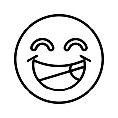 Obraz premium Simple linear smiley face emoji expressing laughter and joy 