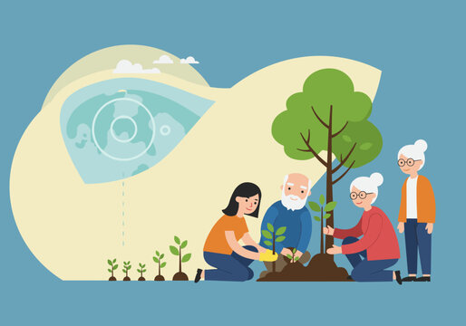 Celebrating International Day for the Protection of the Ozone Layer, families unite to plant trees, fostering ecological awareness.