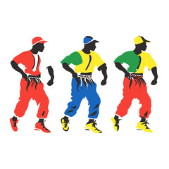 Vibrant Silhouettes of Dancers in Bright Colors