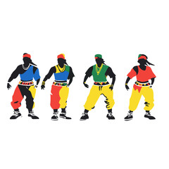 Obraz premium Vibrant Silhouettes of Dancers in Bright Colors
