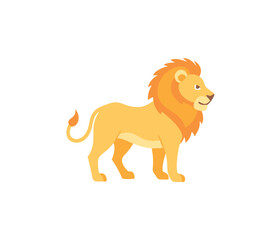 Cartoon lion vector illustration with cute animal character in isolated art style